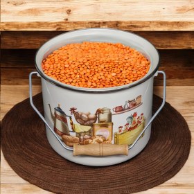 Resim Emaye Bakraç Yoğurt Tenceresi Bakliyat Saklama Tenceresi Patates Soğan Kovası 24 cm 10,20 Litre 