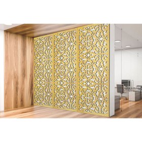 Resim Liar Dekor Liar Ahşap Seperatör (Paravan) - KSP-62 - (10 mm) - (85 cm x 210 cm) - (Gold) 