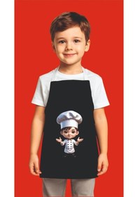 Resim Çocuk Mutfak Önlüğü Etkinlik Önlüğü 4-12 Yaş Aktivite Önlüğü Siyah 