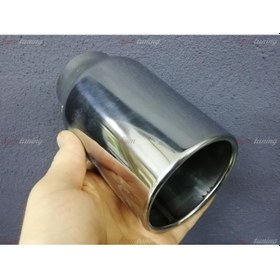 Resim Tek Çıkışlı 90mm Egzoz Ucu Yuvarlak Düz 