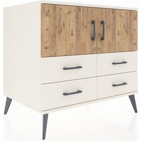 Resim Kronos Şifonyer 2 Raflı 4 Çekmeceli 2 Kapaklı 88x59x80 Aytaşı-çam/aytaşı Çam/aytaşı 