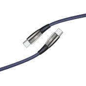 Resim Linktech K645 Premium Type-C To Type-C Şarj ve Data Kablosu LED Işıklı 3A 1.2mt Mavi 