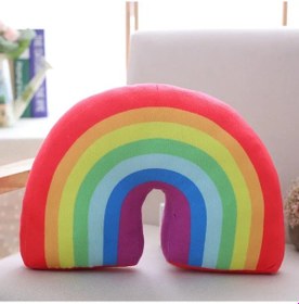 Resim Yeni Sevimli Gökkuşağı Şekilli Yastık Çocuklar Peluş Oyuncak 