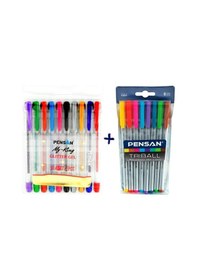 Resim Pensan Triball 8 Li Tükenmez + Pensan My King 10'lu Simli Jel Kal 