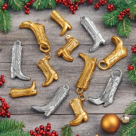 Resim 3 Adet Paslanmaz Çelik Noel Botu Kolye ve Küpe Takı Aksesuarları DIY Seti 
