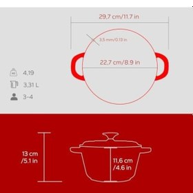 Resim Döküm Yuvarlak Tencere Döküm Demir Kapak New Serisi Çap 22cm. Kırmızı 
