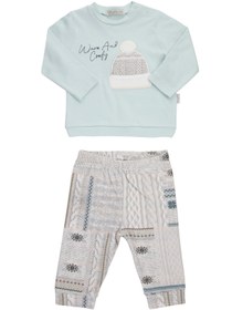 Resim Babydola Kız Bebek Örgü Desen Baskılı Uzun Kollu Pijama Takımı 