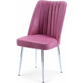 Resim Vento Sandalye - Jerika Gül Kurusu - Metal Krom Ayak 