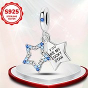 Resim 1 Adet Orijinal S925 Gümüş "Sen Benim Şanslı Yıldızım" Boncuklu Bileklik Takısı, Kadınlar İçin DIY Mücevher Hediye 