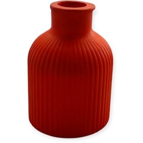 Resim Dekoratif İskandinav Vazo, Obje, Çizgili Vazo, Biblo, Dekor Turuncu 