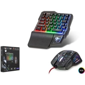 Resim HADRON Gm-506 Rgb Ledli Kablolu Oyuncu Klavye Mouse Seti 