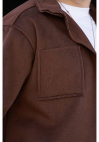 Resim Kahverengi Cepli Basic Erkek Polar Gömlek E6764 Kahverengi 