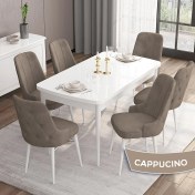 Resim Canisa Concept Iza Serisi 80 x 132 cm Açılabilir Mdf Masa Beyaz Mutfak Masa Takımı 6 Sandalye 