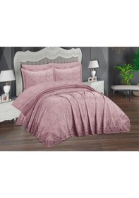 Resim Ege 6 Parça Şönil Nakışlı Pike Takımı Pudra Pudra 