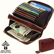 Resim Büyük Kapasiteli RFID-Bloke Cüzdan - Çeşitli Kart Yuvaları ve Madeni Para Cebi ile Şık Fermuarlı Bifold, Dayanıklı Suni Deri, Erkekler ve Kadınlar için Mükemmel, Günlük Kullanım, Günlük Cüzdan | Minimalist Cüzdan | Fermuarlı Cüzdan 