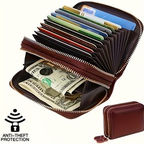 Resim Büyük Kapasiteli RFID-Bloke Cüzdan - Çeşitli Kart Yuvaları ve Madeni Para Cebi ile Şık Fermuarlı Bifold, Dayanıklı Suni Deri, Erkekler ve Kadınlar için Mükemmel, Günlük Kullanım, Günlük Cüzdan | Minimalist Cüzdan | Fermuarlı Cüzdan 
