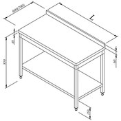 Resim Öztiryakiler Çalışma Tezgahı Taban Raflı Sırtlı 190x60 CM 
