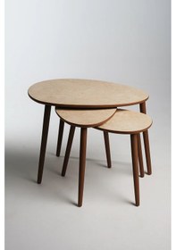 Resim Paris Zigon Sehpa Traverten Krem 