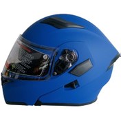 Resim JK 21 - 902 Güneş Vizörlü Çene Açılır Motosiklet Kaskı - Mat Mavi 