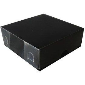 Resim Asetat Kapaklı Karton Kutu Düz Renk 9X9X3 Cm 50 Adet Siyah N11.9177 