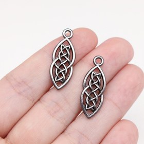 Resim 10 adet Vintage İrlanda Düğümü Süsleri, 10x26mm Çinko Alaşım Geometrik Kolye Uçları DIY Takı Yapımı ve El İşleri için 