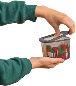 Resim Deconox 3'lü Set Sızdırmaz Kapaklı Kare Erzak Saklama Kabı 650Ml - 1300Ml - 1900Ml Antrasit 