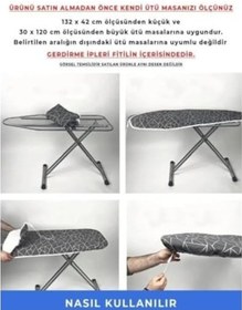 Resim Ütü Masası Örtüsü Kılıfı 138x48cm Ayarlanabilir Ipli Kılıf Bezi Krem Açık Ahşap 