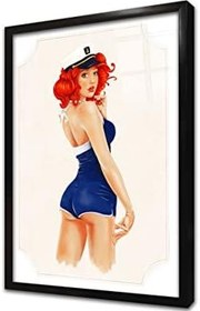 Resim Denizci Kız Çerçeveli Cam Tablo 20x30 cm CB13417 