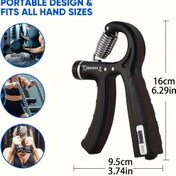 Resim 1 adet Otomatik Sayacı ile Ayarlanabilir Kavrama Güç Antrenörü - 22-220 Lbs (10-100kg) Direnç, Dayanıklı Demir ve Paslanmaz Çelik Ön Kol Kası Egzersizcisi, Artan El Gücü için Siyah Bilek Güçlendirici 