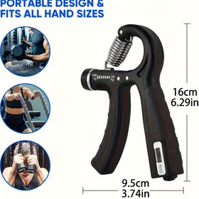 Resim 1 adet Otomatik Sayacı ile Ayarlanabilir Kavrama Güç Antrenörü - 22-220 Lbs (10-100kg) Direnç, Dayanıklı Demir ve Paslanmaz Çelik Ön Kol Kası Egzersizcisi, Artan El Gücü için Siyah Bilek Güçlendirici 