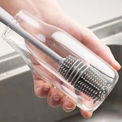Resim Bardaklar & Şişeler için Çok Yönlü Uzun Saplı Silikon Fırça - Yeniden Kullanılabilir, Mutfak, Banyo, Araba Temizliği, Banyo Temizlik Araçları için İdeal 
