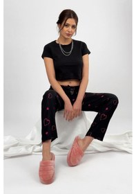 Resim Kadın Kadife Pijama Altı Eşofman Pamuklu Fuşya 