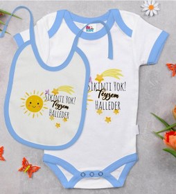 Resim Bk Kids Sıkıntı Yok Teyzem Halleder Tasarımlı Mavi Bebek Body Zıb Çok Renkli 