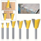 Resim 5/6 Adet 6mm/8mm/12mm Shank 1/4" 1/2" Shank Dovetail Joint Router Bits 14 Derece Ahşap İşleme Freze Kesicileri Için Tungsten Kesici 