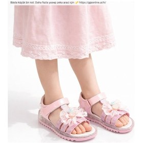 Resim Mini Bonito Kız Çocuk Çiçek Aplikeli Günlük Sandalet Lila 