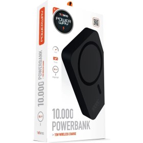Resim Powerway 10.000 Mah Pd 15W Magsafe Kablosuz Wireless Taşınabilir Şarj Cihazı Siyah Powerbank TXM10 