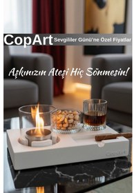 Resim Elza Beyaz Biyoetanol Masaüstü Şömine - 1 Lt Copart Yakıt Hediye 