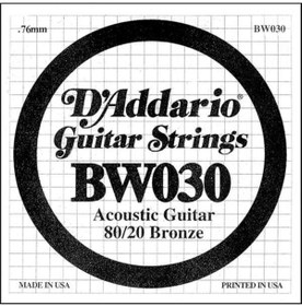 Resim AyrStore D'Addario Bw030 Akustik Tek Tel, 80/20 Bronze Wound, 030, ( Re) Pa 