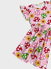 Resim Aliş Kids Kız Çocuk Pamuklu Pembe Mantar Desenli Kısa Kollu Kolları Fırfırlı Şortlu Yazlık Pijama Takımı 