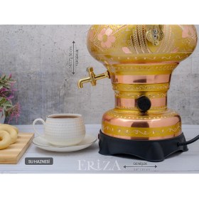 Resim Eriza 5.2 Litre 220V Elektrikli Işlemeli Bakır Semaver 