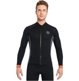 Resim Jzcat 3mm Dalış Elbisesi Kalınlaştırılmış Sıcak Bölünmüş Dalış Elbisesi Büyük Beden Serbest Dalış Sörf Kış Yüzme Takım Elbise-adam Siyah 