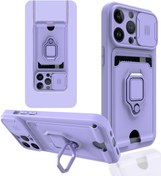 Resim AQUA AKSESUAR Iphone 14 Pro Max Kılıf Ipli Ve Lens Korumalı Renkli Yüzüklü Askılı Telefon Kılıfı + Lila 