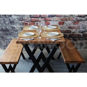 Resim Doğal Ahşap Yemek Masası--6 Kişilik Masa-70-160 