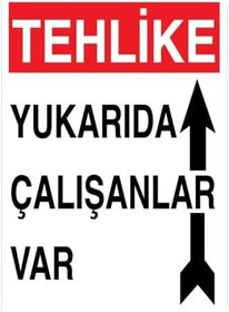 Resim Tehlike Yukarıda Çalışanlar Var Uyarı Tabelası - 35x50 Alüminyum Kompozit Panel - İ38 