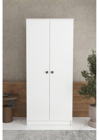 Resim 2 Kapaklı 2 Raflı Tek Askılı Mega Elbise Dolabı Beyaz İmb063 Beyaz 