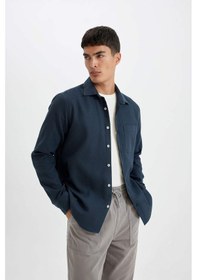 Resim DeFacto %100 Pamuk Regular Fit Waffle Basic Düz Uzun Kollu Gömlek D1058AX24AUAR224 