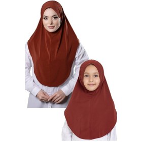 Resim Hürrem Bone Kiremit Pratik Anne Kız Kombin Tesettür Eşarp Sandy Düz Hijab 230812 05 Kiremit 