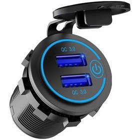 Resim Synodicmonth 12v Usb Çıkışı, Anahtarlı Çift Qc 3.0 Usb Araç Şarj Cihazı, 36w Usb Su Geçirmez Priz Şarj Cihazı 1,1 İnç Delgeçli 