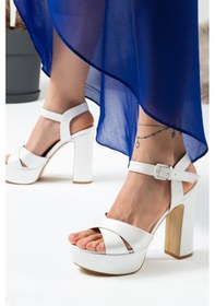 Resim Deery Beyaz Platform Topuklu Kadın Abiye Ayakkabı - K2023zsdfm01 Beyaz 