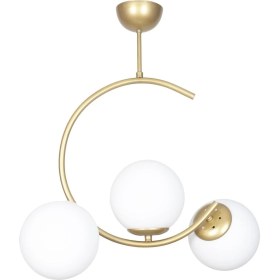 Resim Teknotrust Julia Özel Tasarım Hilal Model Eskitme Gold Renk Beyaz Camlı Salon - Mutfak - Yatak Odası 3 Lü Aviz 